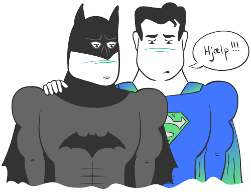 Alle har brug for hjælp, selv superhelte som Batman og Superman. 