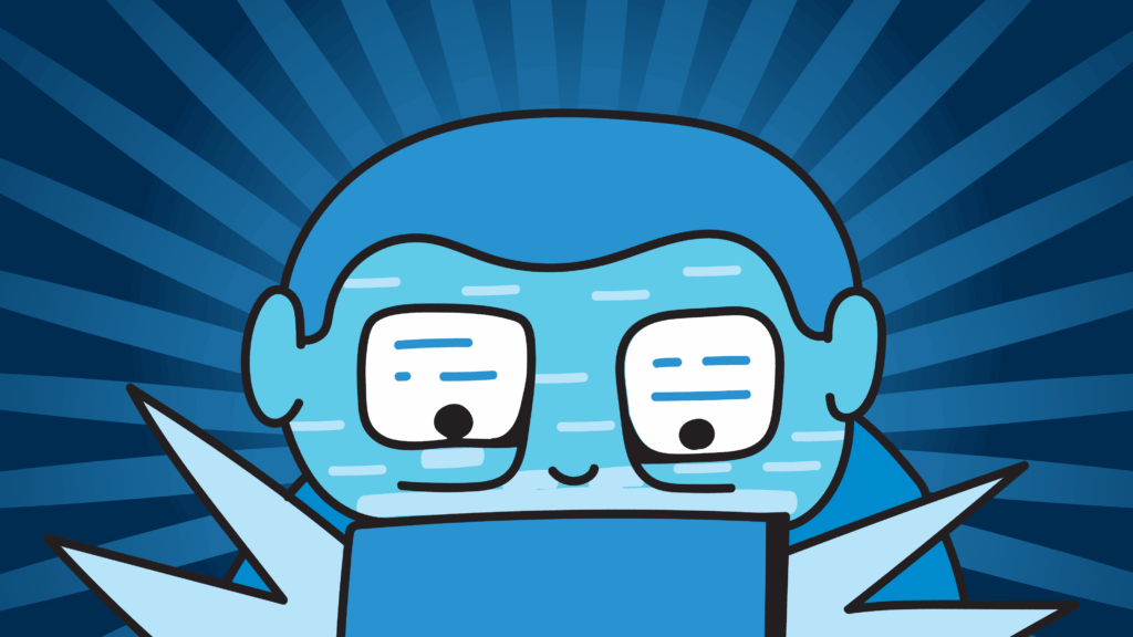 Ung person der kigger på skærm og bliver bombarderet af blåt lys