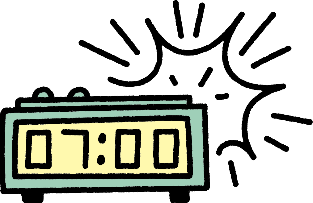 Et vækkeur der ringer klokken 07:00