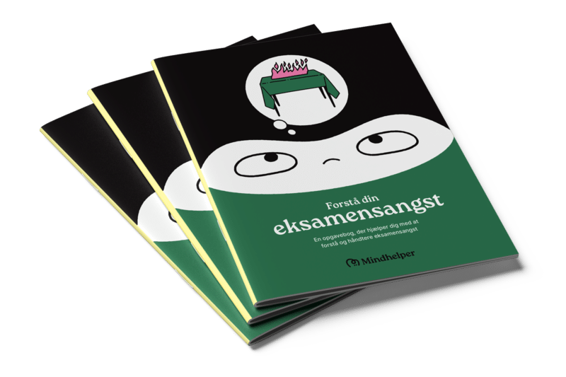 Billede af øvelseshæfter til gruppeforløbet om eksamensangst